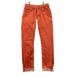Gustin Selvedge Jeans Men's 28 x 32* Orange Slim California Raw Button Fly Denim